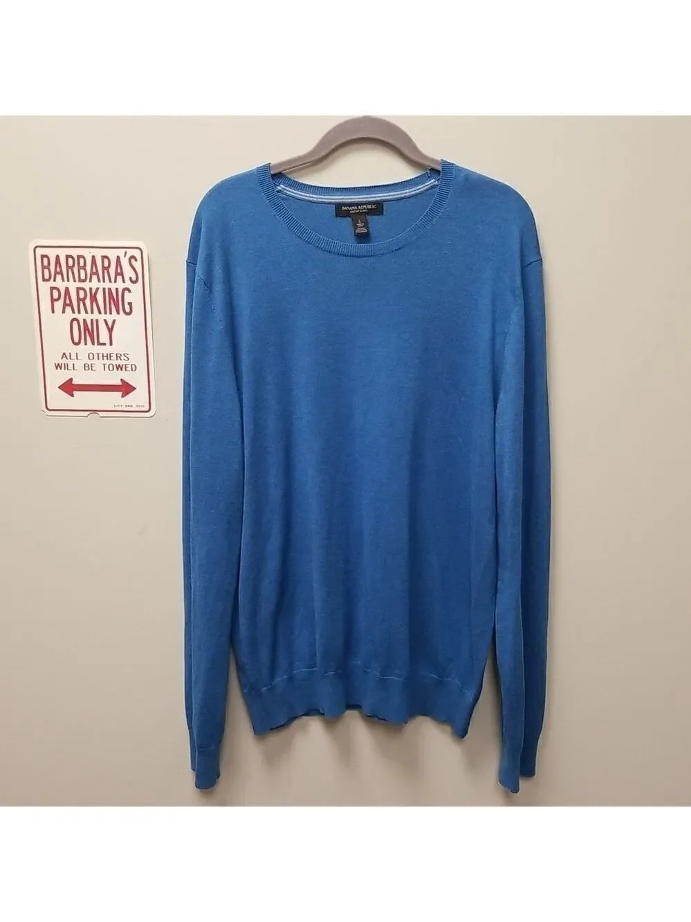 BANANA REPUBLIC LUXURY BLEND BLUE CREWNECK LONG SLEEVE SWEATER SZ LARGE